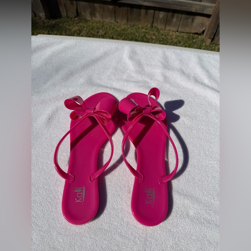 Kali Women's Bright Pink Bow Jelly Sandals